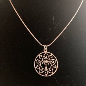 Sterling Silver palm tree pendant on 18” sterling chain